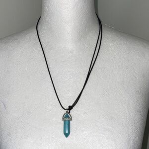 Turquoise Gemstone Hexagonal Pointed Bullet Pendant Adjustable‎ Boho Necklace
